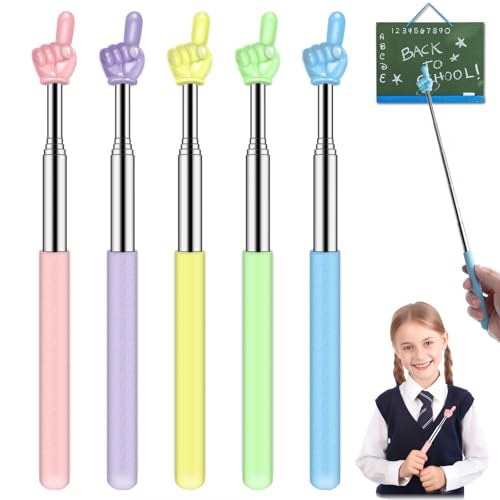 Dumero Retractable Teacher Pointer for Classroom Kids Reading Dumero Extendable Finger Pointer Stick for School Collapsible Finger Pointing Stick Long Telescoping Hand Pointer 5 Pack - Image 1