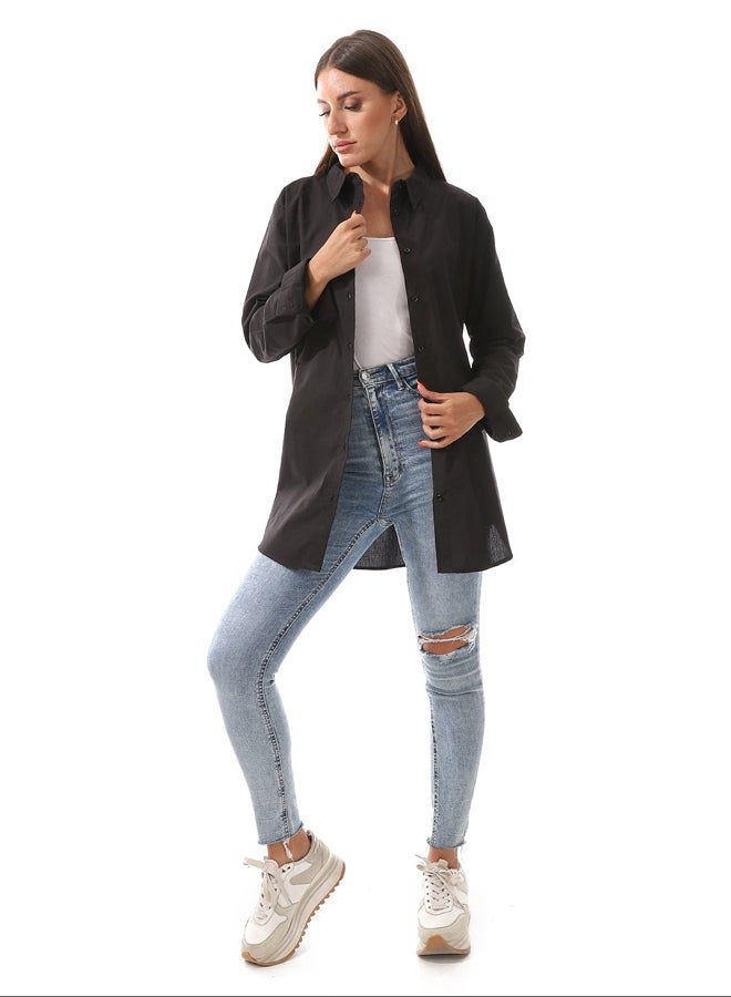 Andora Black Comfy Buttons Down Shirt  - Image 1