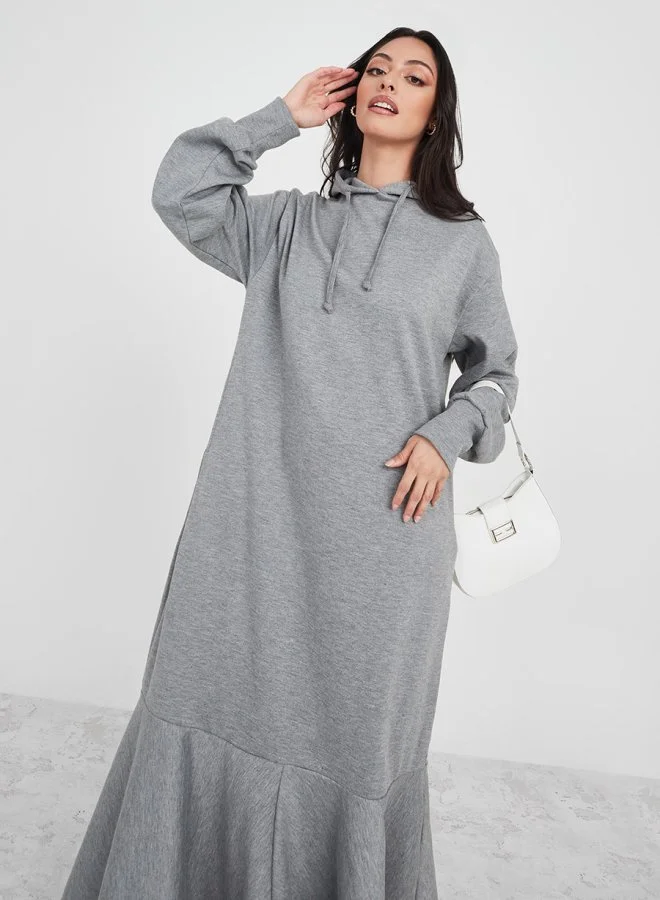 Styli Long Sleeves Sweatshirt Winter Maxi Dress for Women | Best Price Qatar Styli Long Sleeves Sweatshirt Winter Maxi Dress for Women | Best Price Qatar
