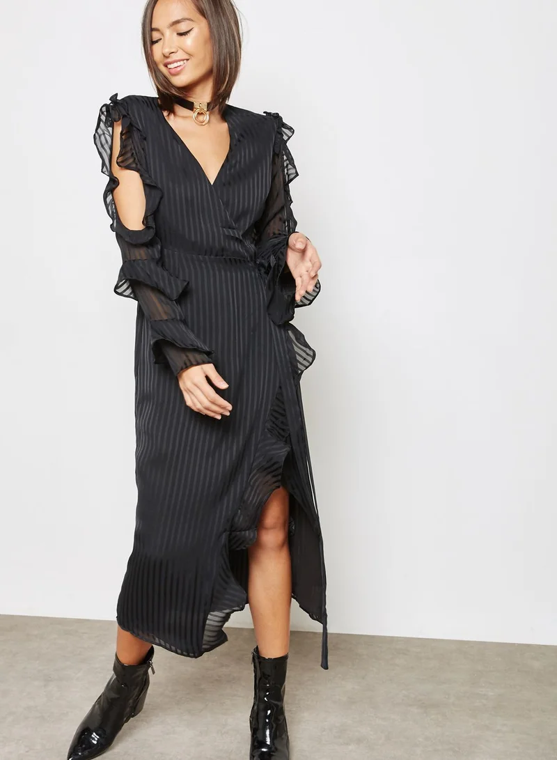 Bardot Side Split Plunge Dress