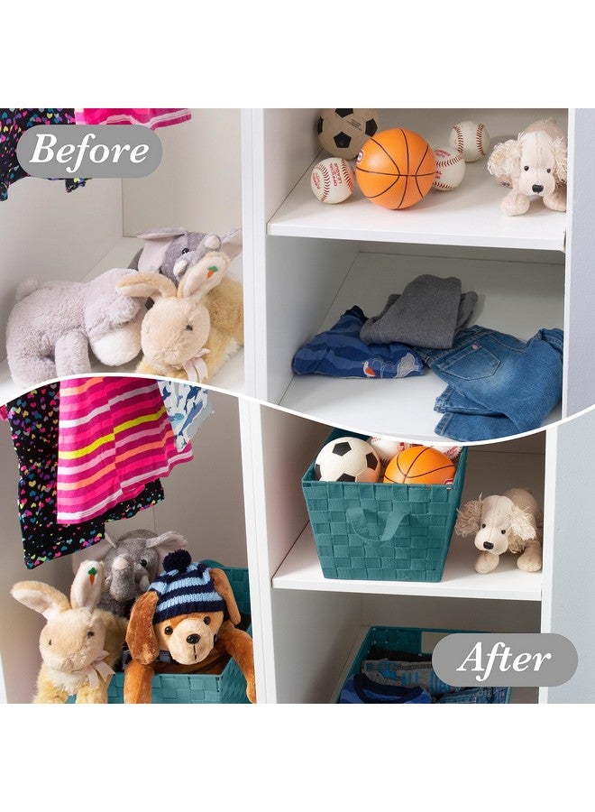 Simplify Small Shelf Woven Strap Tote | Decorative Storage Basket | Built in Handles | Organization | Closet | Bedroom | Bathroom | Nursery | Accessories | Toys | Gifts | 2 Pack | Sapphire - Image 4