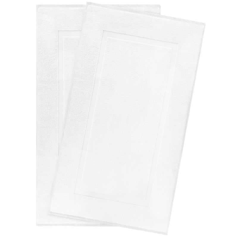 Cotton Paradise Cotton Paradise 100 Cotton Bath Mats for Bathroom Floor Set of 2 Pack 20x34 Soft Absorbent Washable Quick Dry Tub Bathmat White Towel Bath Mat