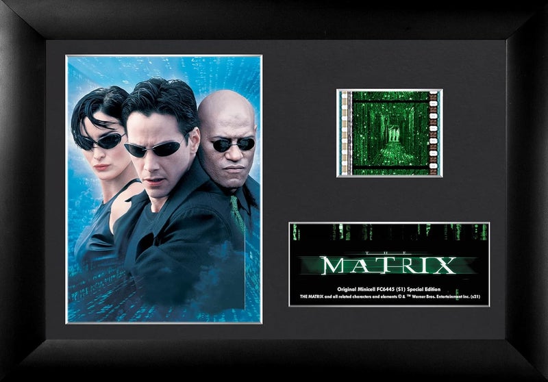 Trend Setters The Matrix – Trinity – Neo - Morpheus – FilmCells 7” x 5” MiniCell Desktop Presentation – Featuring 35 mm Film Clip with Easel Stand – Officially Licensed Movie Collectible - Image 1