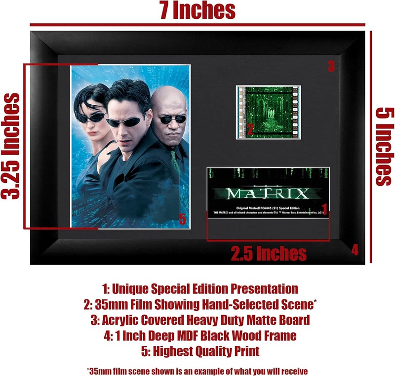 Trend Setters The Matrix – Trinity – Neo - Morpheus – FilmCells 7” x 5” MiniCell Desktop Presentation – Featuring 35 mm Film Clip with Easel Stand – Officially Licensed Movie Collectible - Image 5