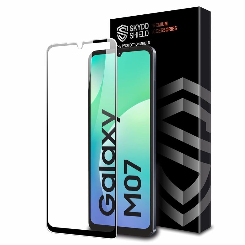 Skyddshield Military-Grade Gorilla Tempered Glass For Samsung Galaxy M07 (6.7 Inch) With Installation Kit | Edge to Edge Coverage | Black - Image 1