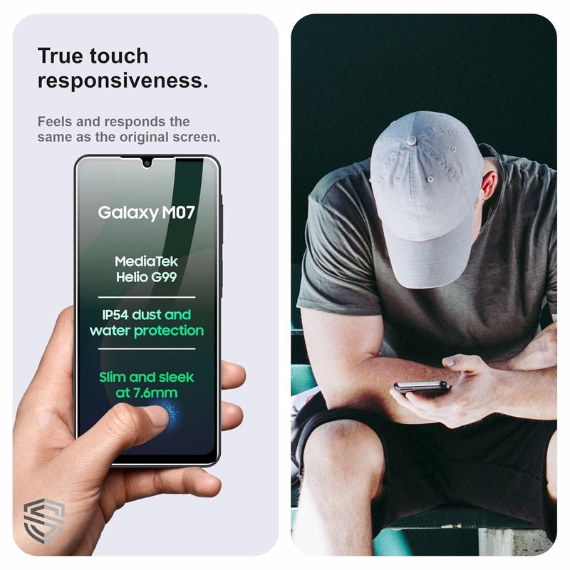 Skyddshield Military-Grade Gorilla Tempered Glass For Samsung Galaxy M07 (6.7 Inch) With Installation Kit | Edge to Edge Coverage | Black - Image 4