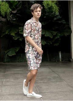 Campus Sutra Men's Multicolour Hazy-Cubic Knit Co-Ord Set  - Image 3