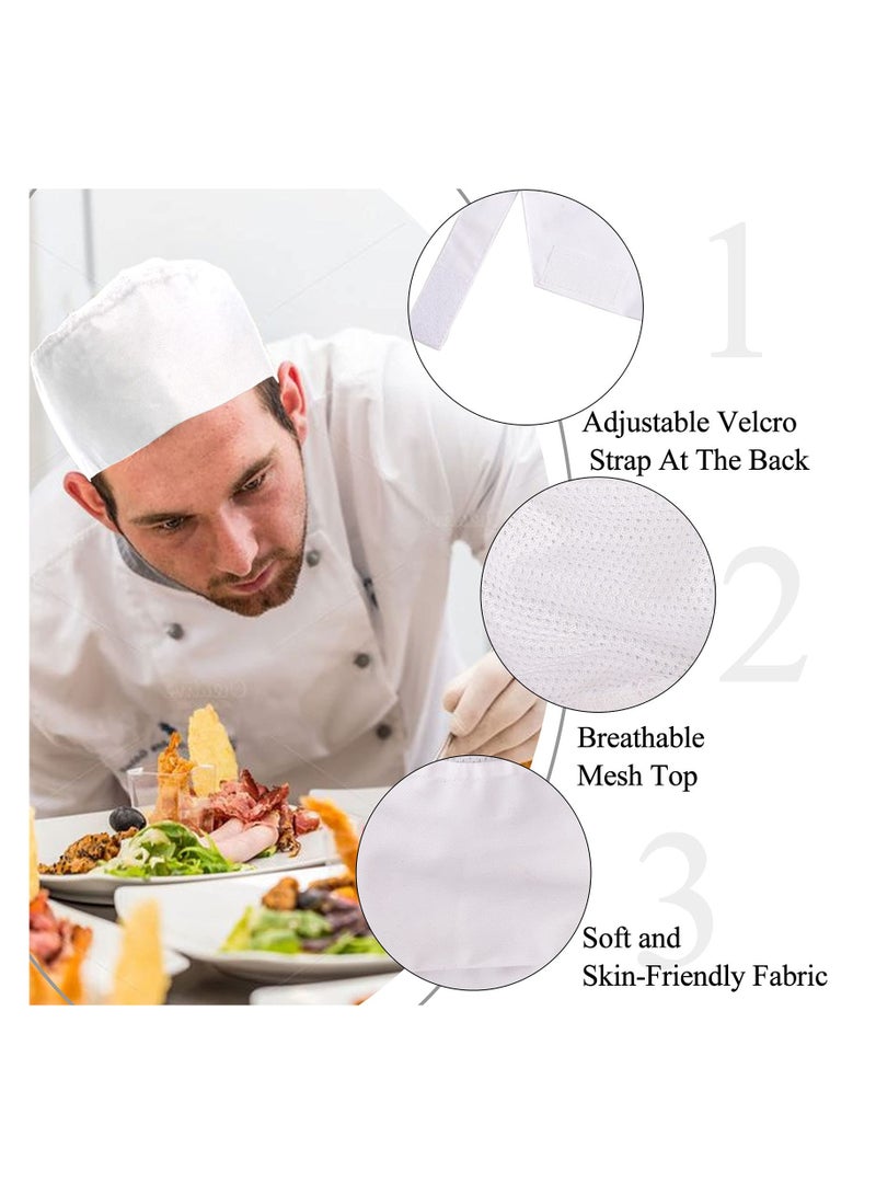 KASTWAVE 4 Pcs Unisex Chef Hats Adjustable Kitchen Cooking Caps with Breathable Mesh Top(White)  - Image 2