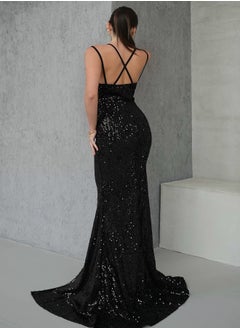 trendyol Black Bodysitting Sequin Knitted Stylish Long Evening Dress Tpraw25Ae00019  - Image 2
