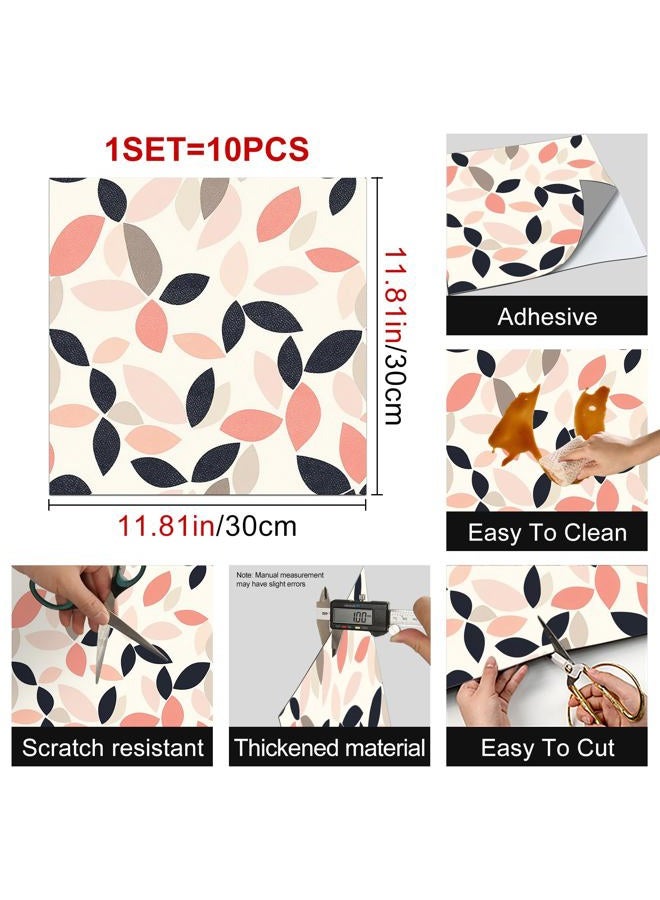 HOMETITUTE 10PCS 12x12 Inch Modern Leaf Pattern Floor Tiles Peel and Stick Removable Self Adhesive DIY Vinyl Flooring Stickers for Kitchen Bathroom Living Room Entryway Home Decor - Image 3