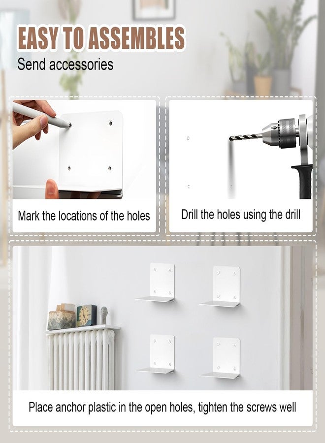 Eapele Invisible Floating Bookshelf, Heavy-Duty Hanging Bookshelves, Steel Constructed Wall Mounted Hidden Bookshelf with Mounting Hardware, 4PCS White - Image 2