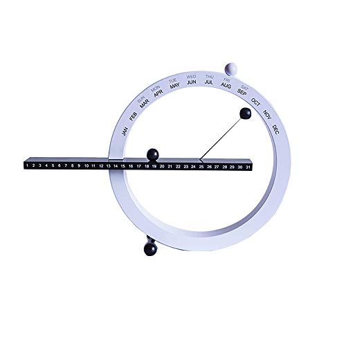 Houkiper Perpetual Desk Calendars, Manual Calendar with Month Week Date, Perpetual Calendar Desk Decor Magnetic Ball Table Calendar for Home Office Decoration, White - Image 1