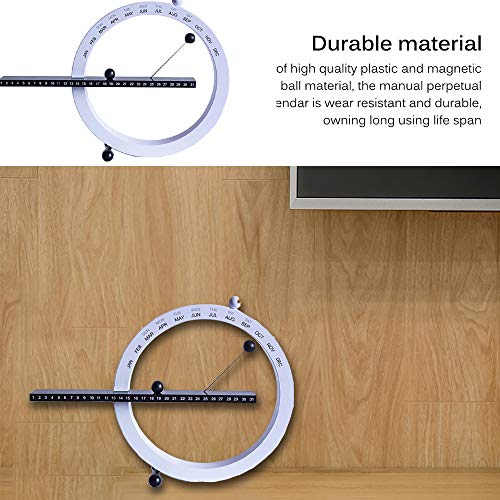 Houkiper Perpetual Desk Calendars, Manual Calendar with Month Week Date, Perpetual Calendar Desk Decor Magnetic Ball Table Calendar for Home Office Decoration, White - Image 3