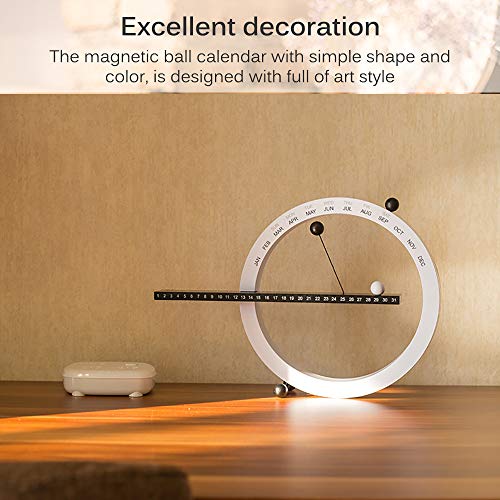 Houkiper Perpetual Desk Calendars, Manual Calendar with Month Week Date, Perpetual Calendar Desk Decor Magnetic Ball Table Calendar for Home Office Decoration, White - Image 5