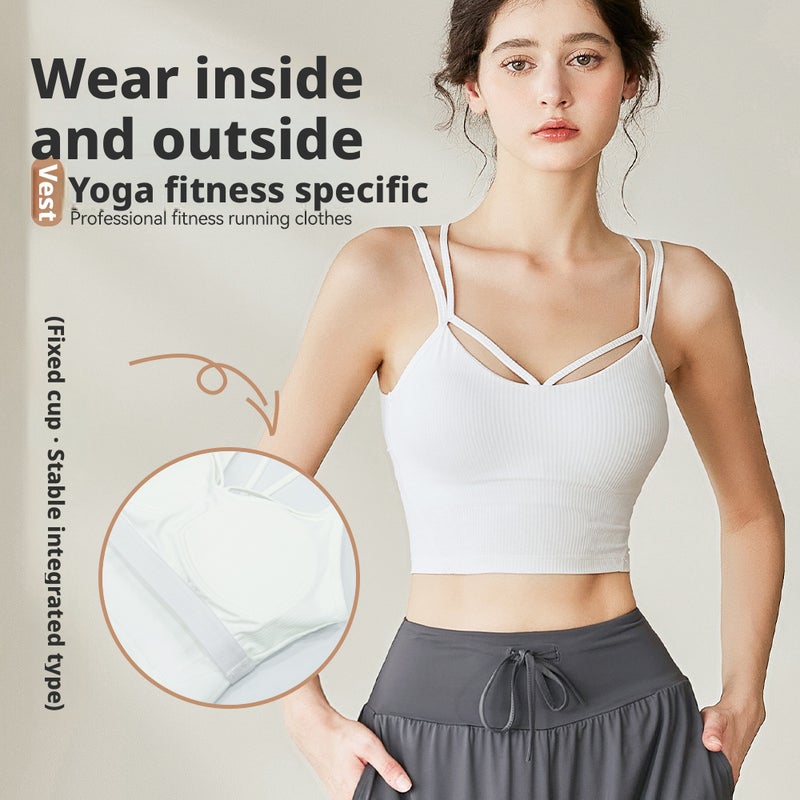 Women's Summer Sports Bra High Support Fitness Vest Yoga Top - Image 2