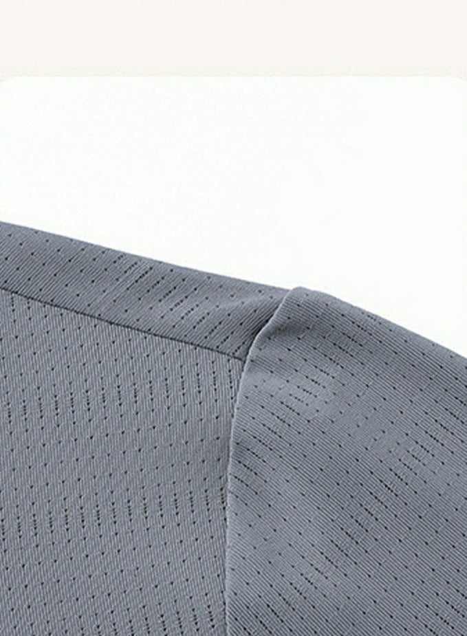 Loquat Men's Cooling Ice Silk Running Shirts Quick Dry Short Sleeve Athletic Gym T-Shirts Grey  - Image 3
