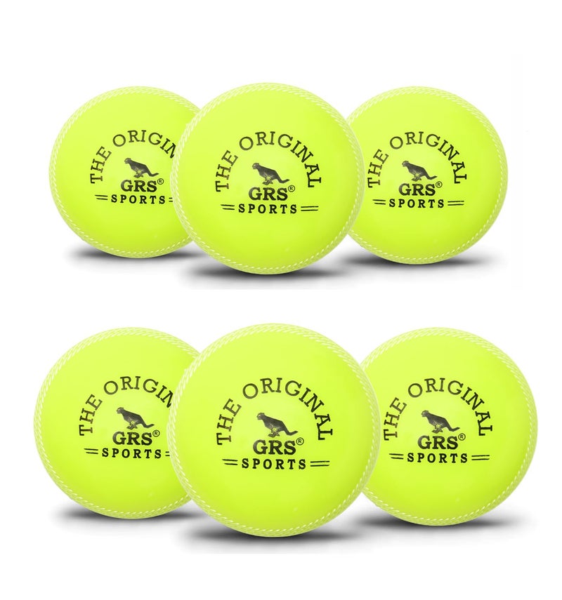 Grès كرات كريكيت ناعمة من PVC T-20 موصى بها للعب في الأماكن المغلقة/الخارجية، الشارع، الشاطئ وكريكيت (عبوة من 6)(فلورو) كرة البطولة - Image 1