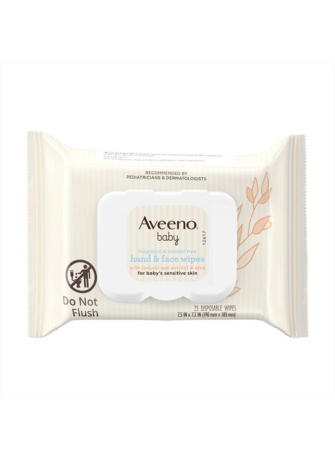 Aveeno Baby Fragrance Free Hand & Face Wipes with Oat Extract & Aloe, Cleansing & Moisturizing Baby Wipes for Sensitive Skin, Sulfate-, Alcohol-, & Paraben-Free, Hypoallergenic, 25 ct  - Image 2
