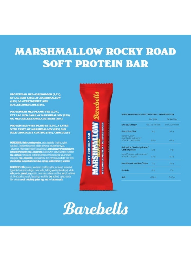 Barebells Soft Protein Bar Marshmallow Rocky Road Flavor Box 12 x 55g – High Protein Snack Bar (17g Protein, No Added Sugar) - Image 2