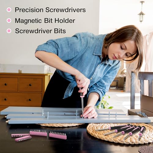 WORKPRO Pink Tool Kit, 263-Piece Home Repairing Tool Set with Wide Mouth Open Storage Bag, Household Tool Kit - Pink Ribbon - Image 4