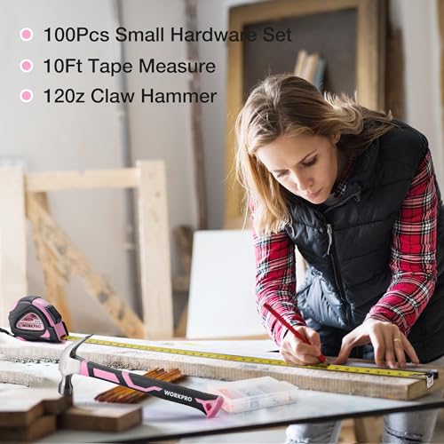 WORKPRO Pink Tool Kit, 263-Piece Home Repairing Tool Set with Wide Mouth Open Storage Bag, Household Tool Kit - Pink Ribbon - Image 5