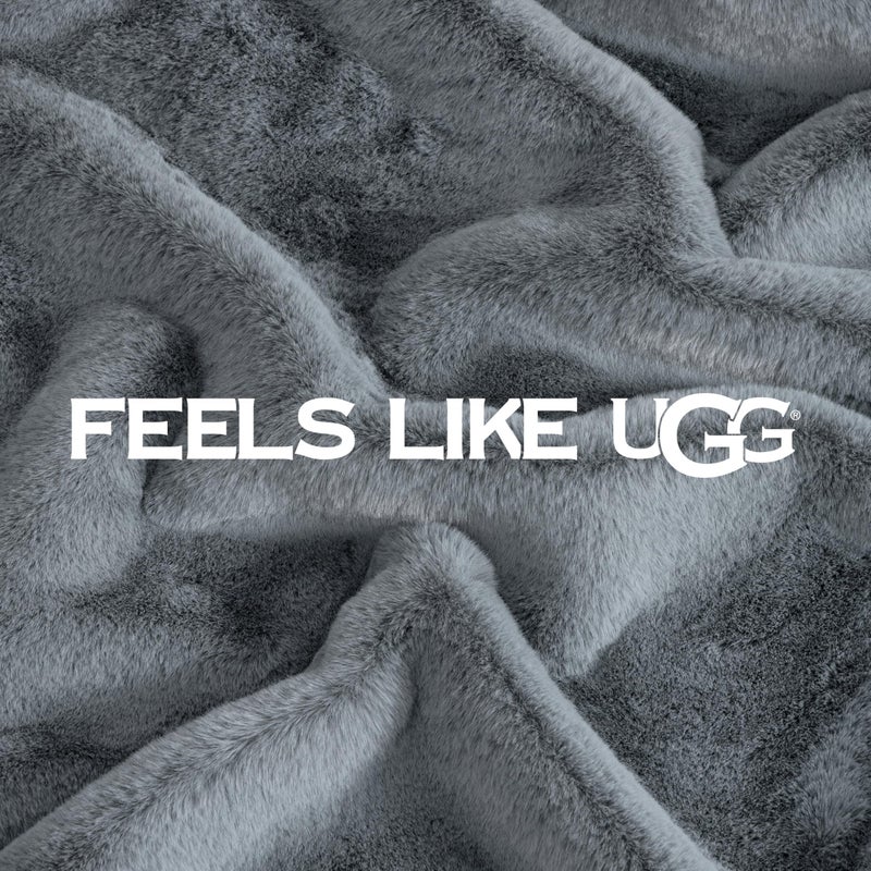 UGG Euphoria Faux Fur Throw Blanket, Oversized Soft Throw for Couch or Bed, Luxury Room Decor, Giftable Fuzzy Blankets, Machine Washable, 50-inch x 70-inch, Chambray Blue Grey - Image 5