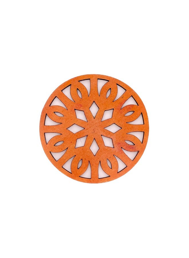 IndionArt Trayodash 88mm Decorative Wooden Tea Coaster Set with Stand Hand-Painted Spill-Resistant Mandala Design (8, Red Cedar) - Image 5