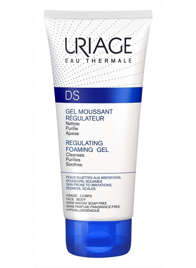 Uriage D.S. Regulating Foaming Gel 5 fl.oz. | Gentle Cleansing Foam for Face & Body to Cleanse, Purify And Sanitize Irritated, Redness-Prone and Scales Skins | Leaves Skin Healthier and Comfortable. - Image 1
