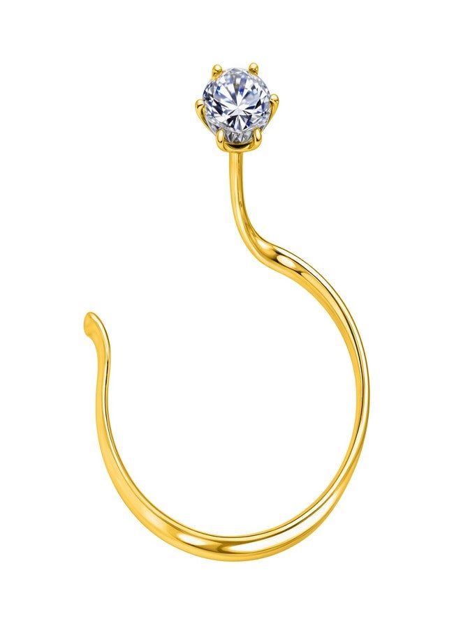 HighSpark 925 Silver Nose Pin for Women in 18K Gold Finish | 92.5 Sterling Silver Nose Piercing for Women & Girls | Lovely Gift - Clear Silver - Image 1