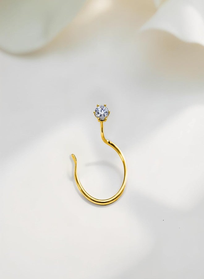 HighSpark 925 Silver Nose Pin for Women in 18K Gold Finish | 92.5 Sterling Silver Nose Piercing for Women & Girls | Lovely Gift - Clear Silver - Image 3