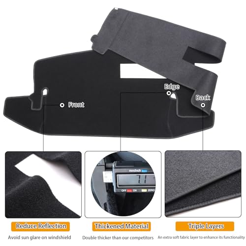 BLIBLIUNIT Dashboard Cover Custom Fit for Chevy Chevrolet/GMC Sierra C1500 C2500 C3500 K1500 K2500 K3500 Pickup Truck 1988-1994 Dash Cover Mat (88-94, Black) - Image 3
