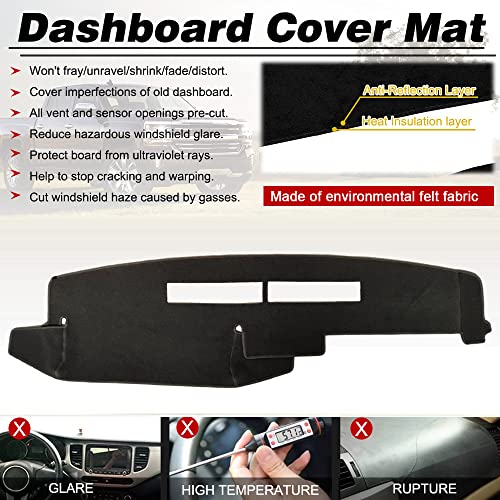 BLIBLIUNIT Dashboard Cover Custom Fit for Chevy Chevrolet/GMC Sierra C1500 C2500 C3500 K1500 K2500 K3500 Pickup Truck 1988-1994 Dash Cover Mat (88-94, Black) - Image 2