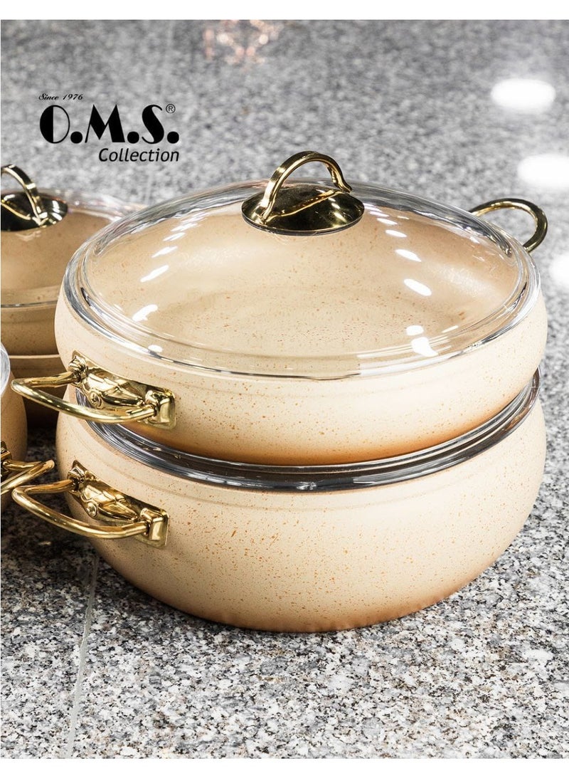 OMS 9pcs Induction Granite Cookware Set -Made in Tureky-Ivory Color  - Image 4