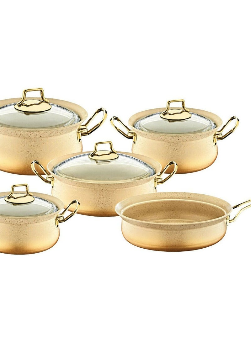 OMS 9pcs Induction Granite Cookware Set -Made in Tureky-Ivory Color  - Image 1