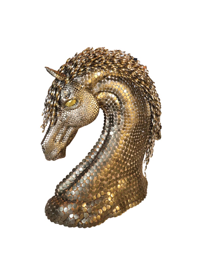 Titanium Royal Horse Luxury Handcrafted Metal Sculpture, Iron, 125 cm Height, Floor Standing and Wall-Mount, Home and Office Décor - Image 4