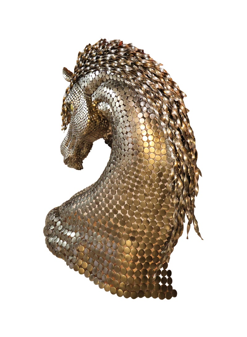 Titanium Royal Horse Luxury Handcrafted Metal Sculpture, Iron, 125 cm Height, Floor Standing and Wall-Mount, Home and Office Décor - Image 3