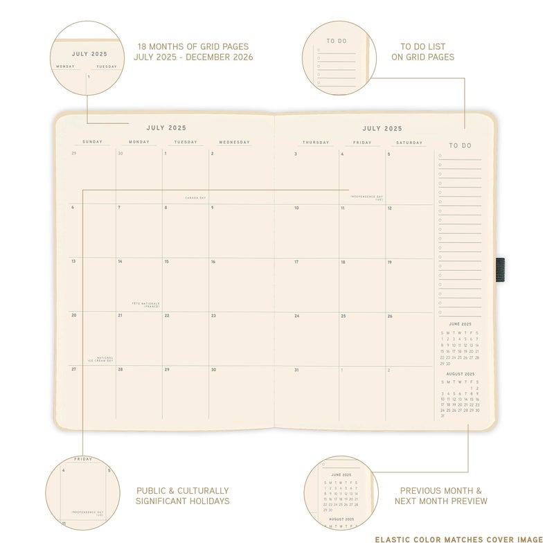 Graphique July 2025 â€“ Dec. 2026 Planner by Graphique, Weekly and Monthly Planner, 18 Months Calendar, Olive, 6â€ x 8â€ - Image 3