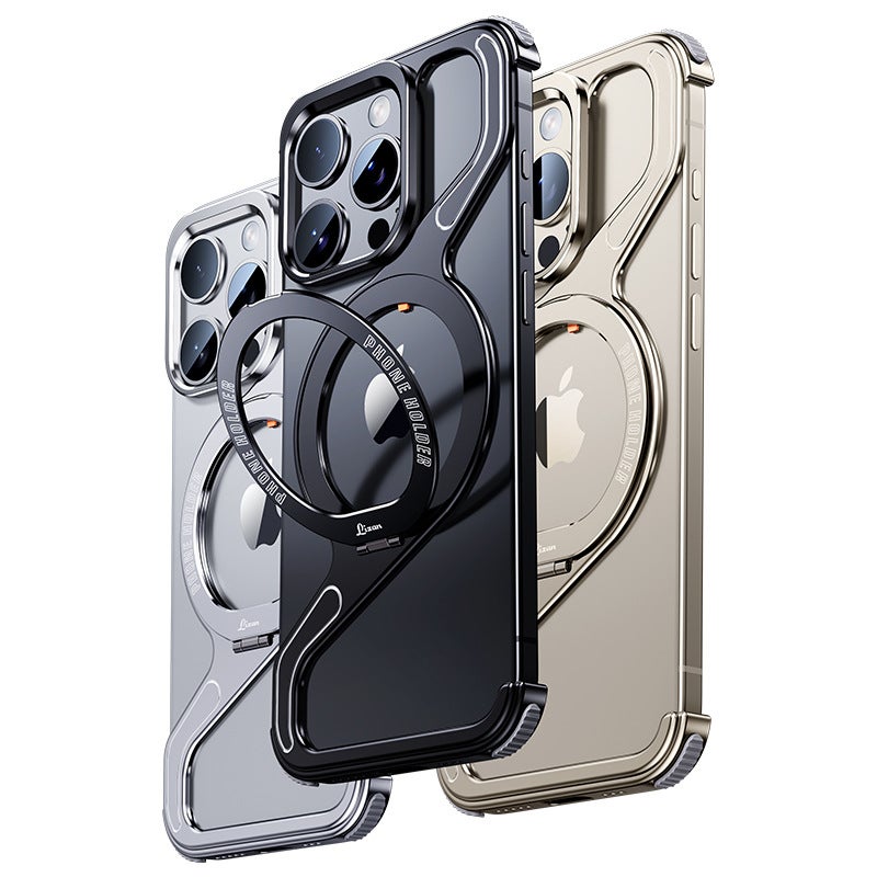 حافظة هاتف معدنية مغناطيسية مع حامل Z-شل لتلفون iPhone 17 Pro Max - Image 5
