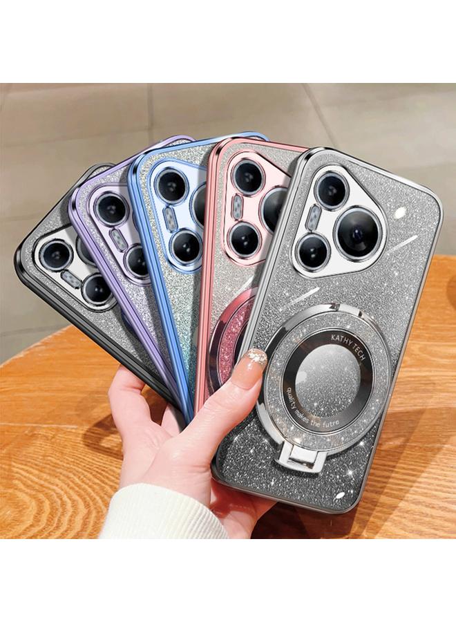 اس-توب جراب لهاتف Huawei Pura 70، جراب دائري من مادة TPU بحامل لامع متدرج مطلي - Image 2