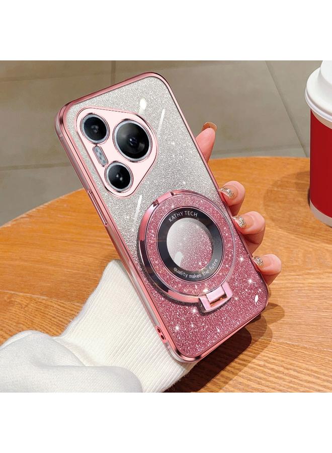 اس-توب جراب لهاتف Huawei Pura 70، جراب دائري من مادة TPU بحامل لامع متدرج مطلي - Image 1