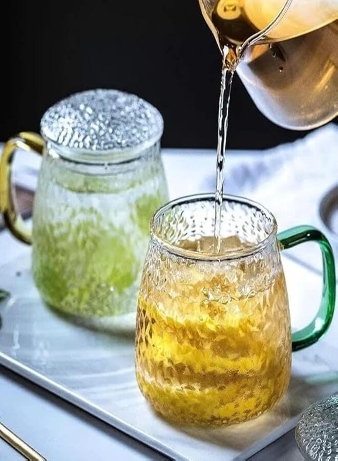 Spaceshoop Clear Borosilicate Glass Coffee Mug with Gold Handle Microwave Safe for Milk Chocolate, Drinks, Mocha, Cappuccino, Tea, Water (2 Pack) - Golden Offer for Hot and Cold Drinks