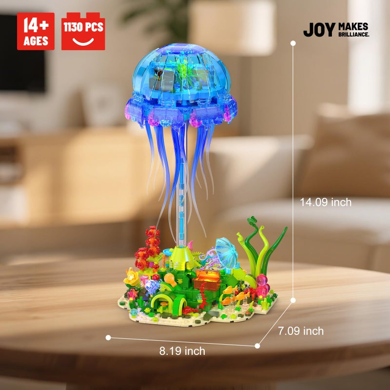 JMBricklayer Jellyfish Building Set with LED Lights, Ocean Animal Collection Toy, Floating Jellyfish Lamp, Sea Creature Display for Adults, Home & Office Decor, Creative Gifts for Boys Girls 14+ - Image 4