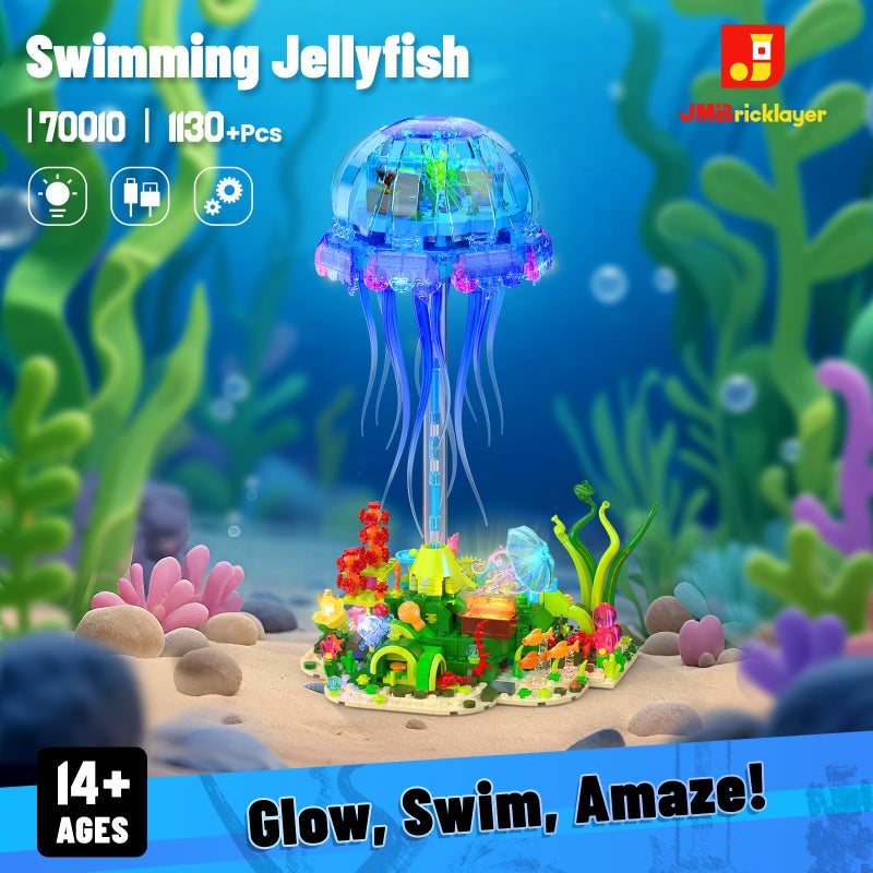 JMBricklayer Jellyfish Building Set with LED Lights, Ocean Animal Collection Toy, Floating Jellyfish Lamp, Sea Creature Display for Adults, Home & Office Decor, Creative Gifts for Boys Girls 14+ - Image 2