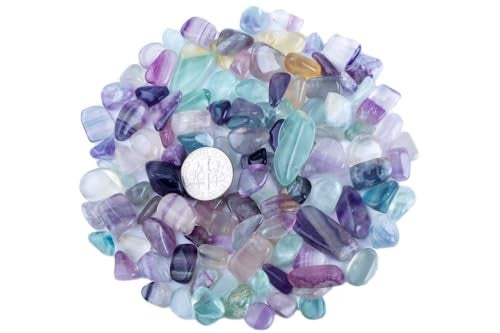 ZenQ 1 lb Fluorite Tumbled Stone Chips Crushed Natural Crystal Quartz Pieces - Image 3