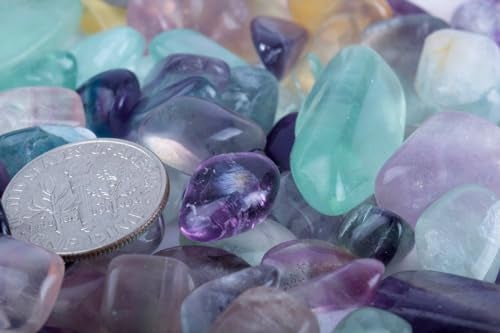 ZenQ 1 lb Fluorite Tumbled Stone Chips Crushed Natural Crystal Quartz Pieces - Image 2