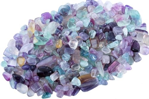 ZenQ 1 lb Fluorite Tumbled Stone Chips Crushed Natural Crystal Quartz Pieces - Image 1