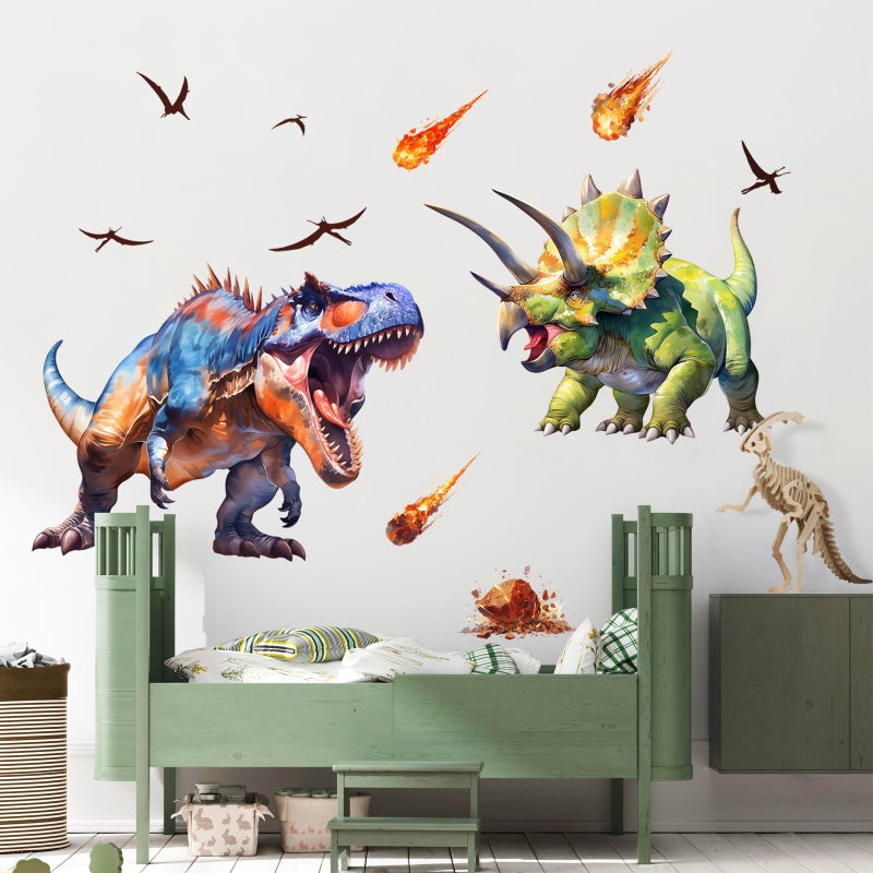 Supzone Large Dinosaur Wall Decals for Kids Room - Tyrannosaurus Triceratops Dino Wall Stickers for Boys Bedroom, Living Room, Baby Nursery Wall Art Decor - Image 4