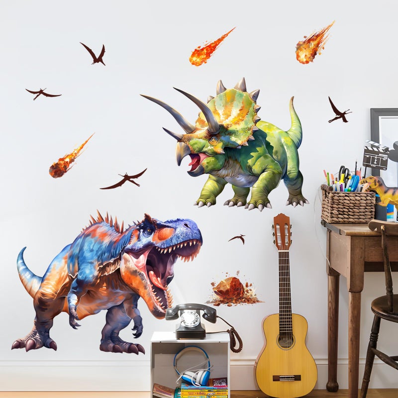 Supzone Large Dinosaur Wall Decals for Kids Room - Tyrannosaurus Triceratops Dino Wall Stickers for Boys Bedroom, Living Room, Baby Nursery Wall Art Decor - Image 5