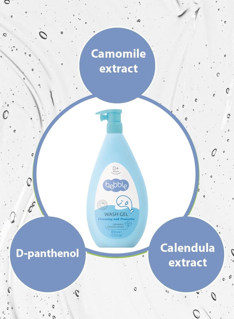 Bebble Baby Wash Gel Cleansing Protective No Paraben Calendula 400ml - Image 2