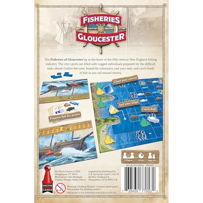 Fisheries of Gloucester  19th Century New England Fishing Strategy Board Game Ages 14 2 Players 30 Min - Image 3